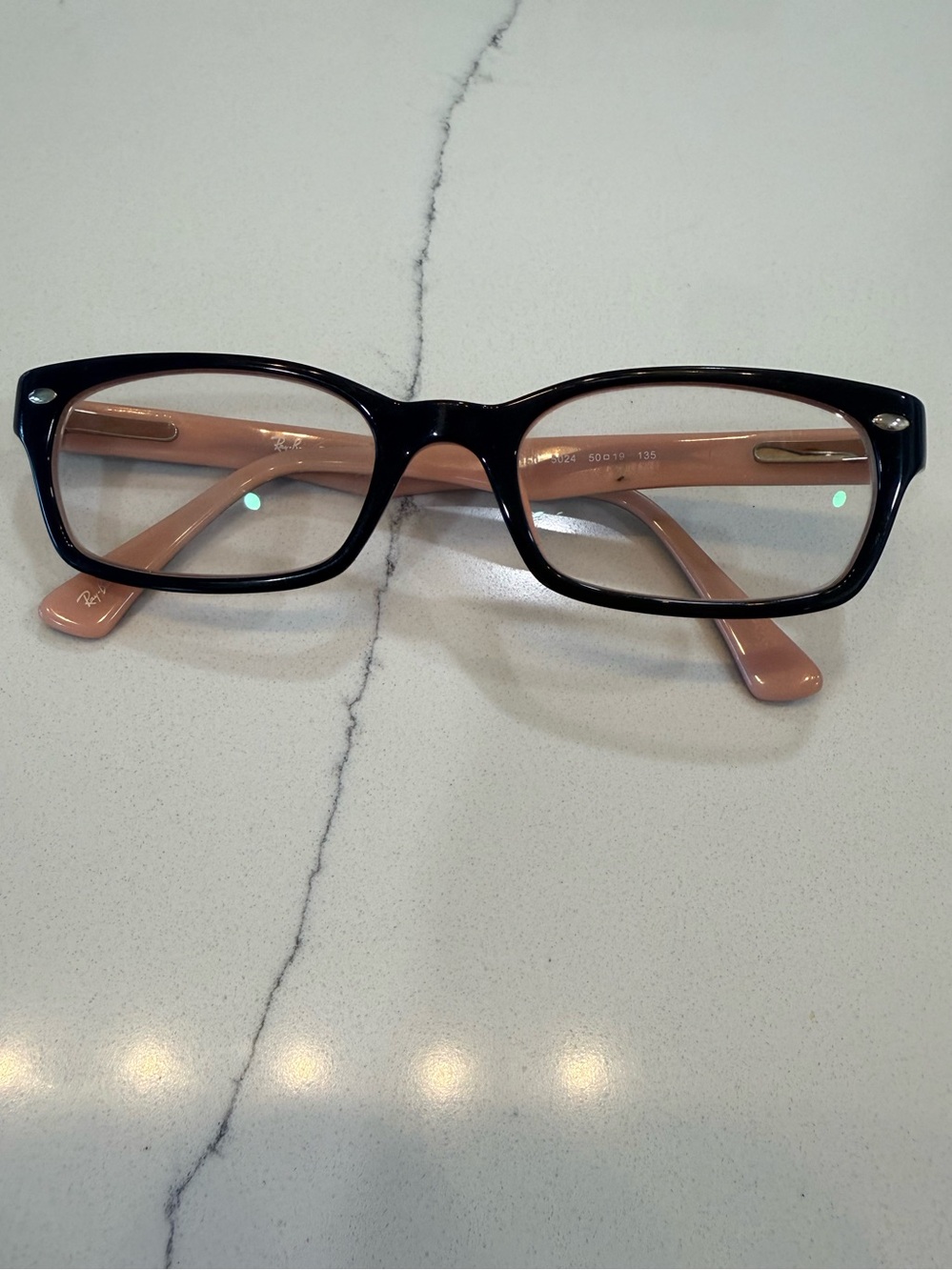 Ray-Ban RB5150 Rectangular Eyeglasses - Black Front & Peach Temples